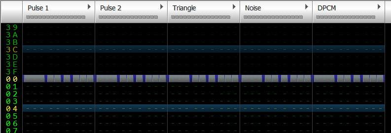 I screen-recorded all cursor positions of FamiTracker into an animated GIF, and overlayed the frames into a single screenshot. There are gaps to the left and right of each subcolumn (note, instrument, volume, and effect). The composite screenshot is ugly.
